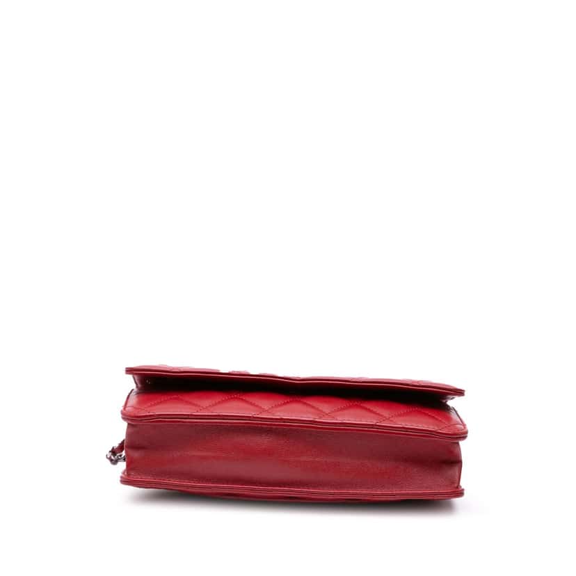 Chanel CC Lambskin Wallet on Chain Red Leather Good condition - Inside View
