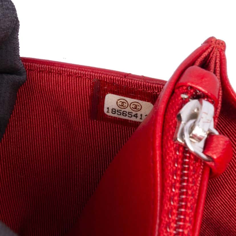 Chanel CC Lambskin Wallet on Chain Red Leather Good condition - Box View