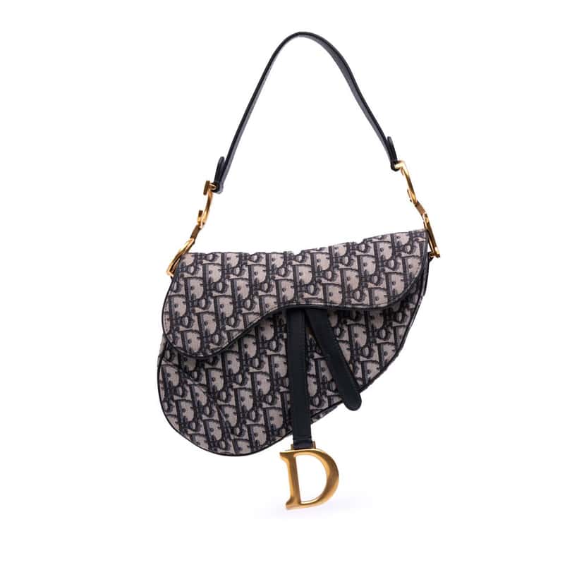 Dior Oblique Canvas Saddle Bag Blue Canvas Good condition - Front View