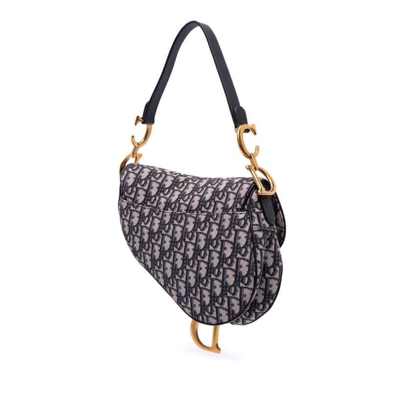 Dior Oblique Canvas Saddle Bag Blue Canvas Good condition - Back View