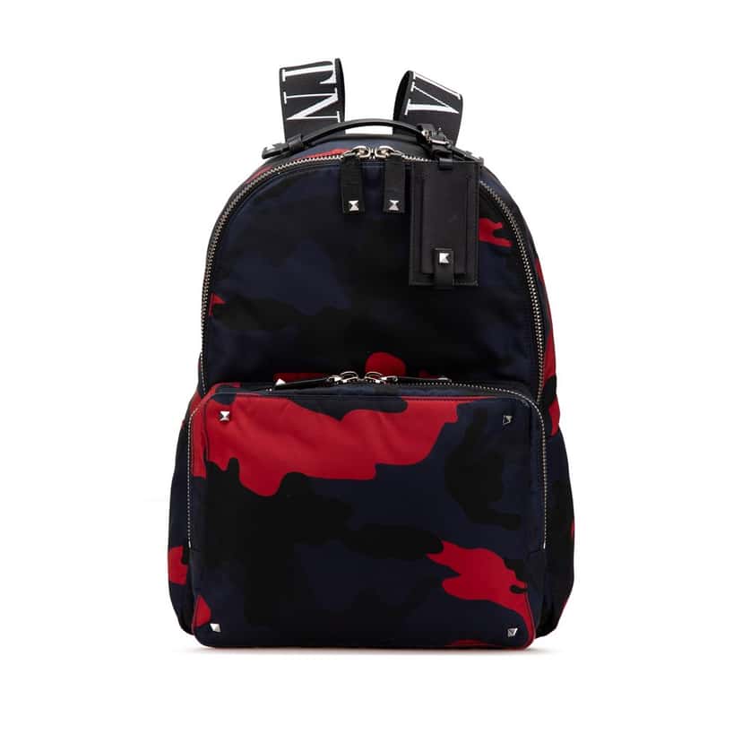 Valentino Printed Nylon Camouflage Backpack Blue Good condition - Front View