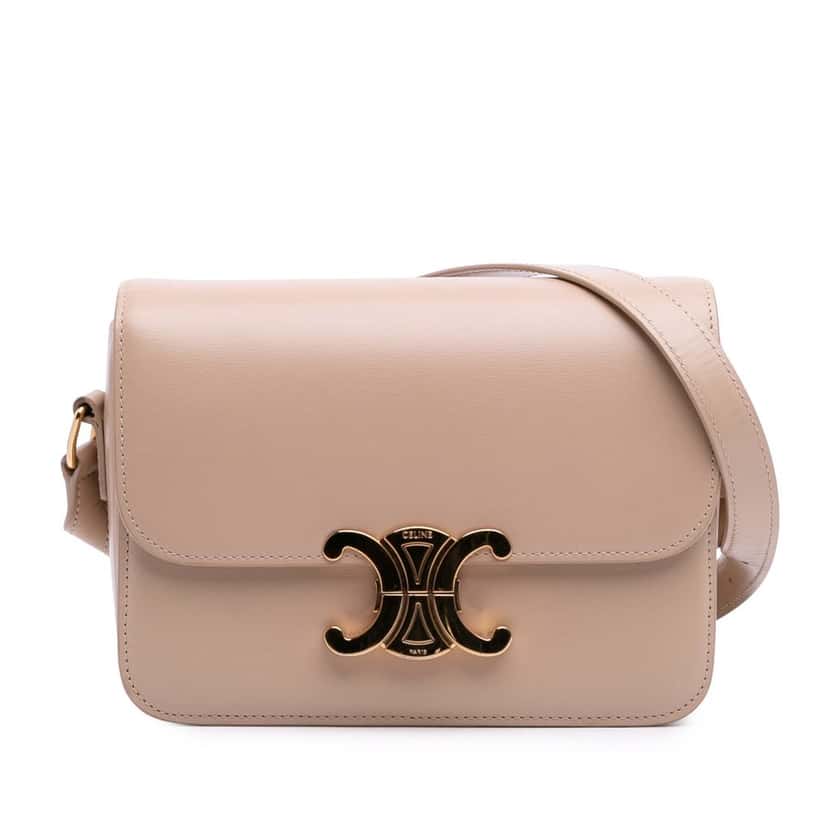 Celine Teen Shiny Calfskin Triomphe Crossbody Brown Leather Good condition - Front View