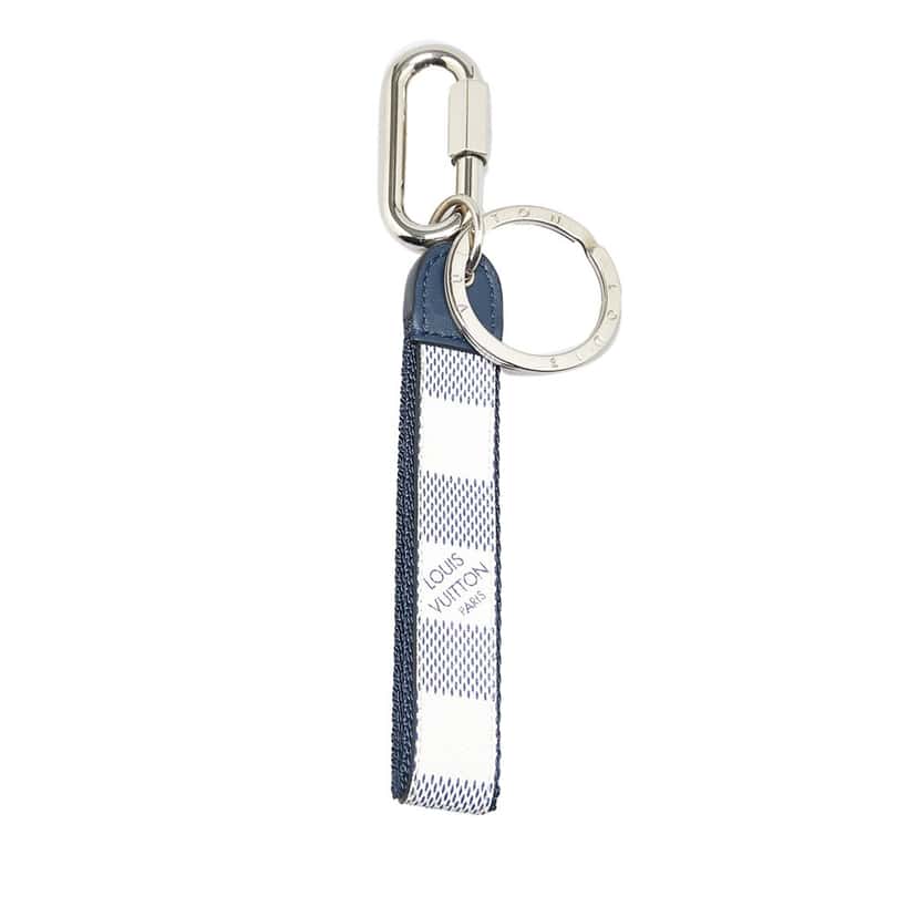 Louis Vuitton Damier Azur Coastline Matchpoint Dragonne Key Chain White Canvas Good condition - Front View