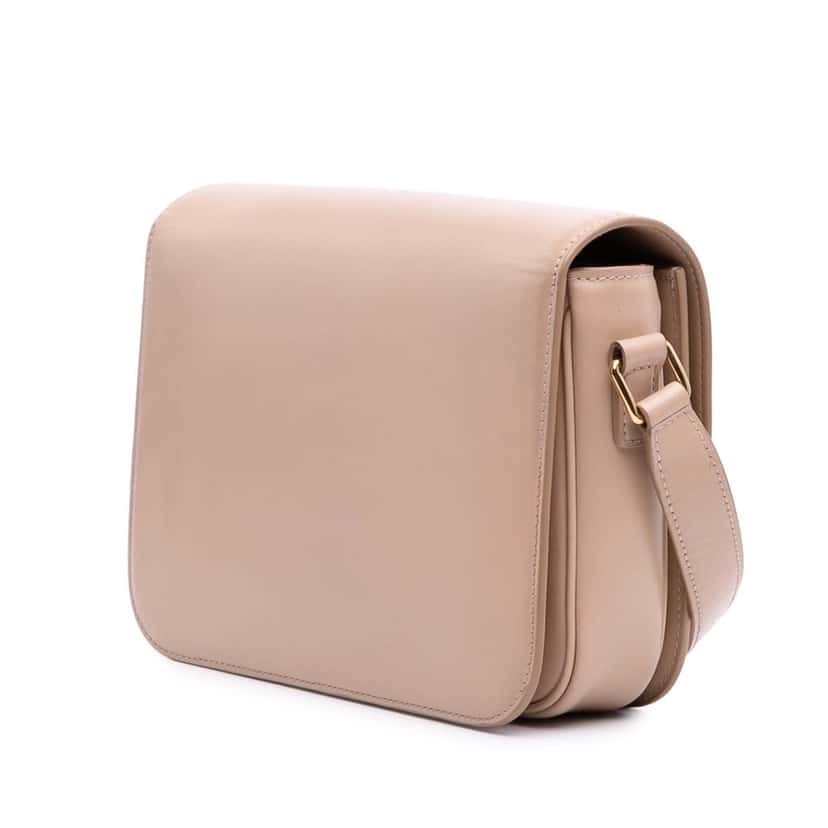 Celine Classique Shiny Calfskin Triomphe Crossbody Brown Leather Good condition - Back View