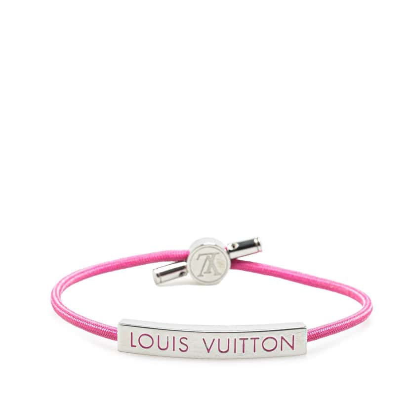 Louis Vuitton Stainless Steel and Nylon LV Space Bracelet Pink Good condition - Front View