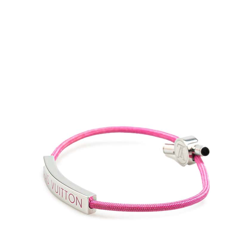 Louis Vuitton Stainless Steel and Nylon LV Space Bracelet Pink Good condition - Back View