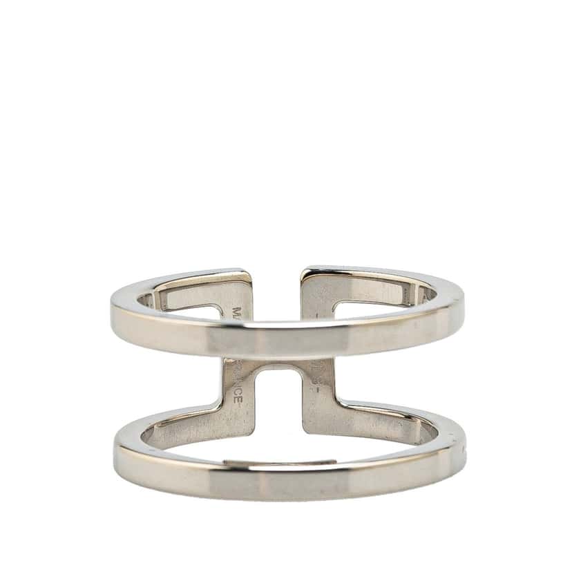 Hermès Palladium Plated H En Rond Scarf Ring Silver Metal Good condition - Inside View