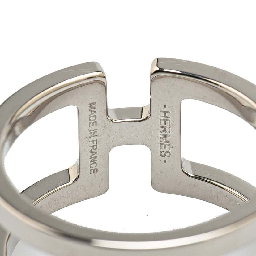 Hermès Palladium Plated H En Rond Scarf Ring Silver Metal Good condition - Model View
