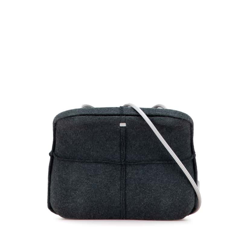 Chanel Felt Millennium Hard Case Crossbody Grey Wool Good condition - Front View