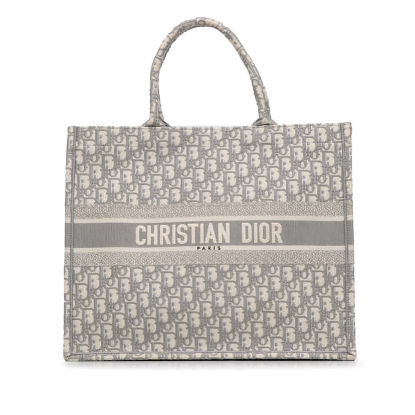Dior Large Oblique Book Tote Grey Canvas Good condition - Front View