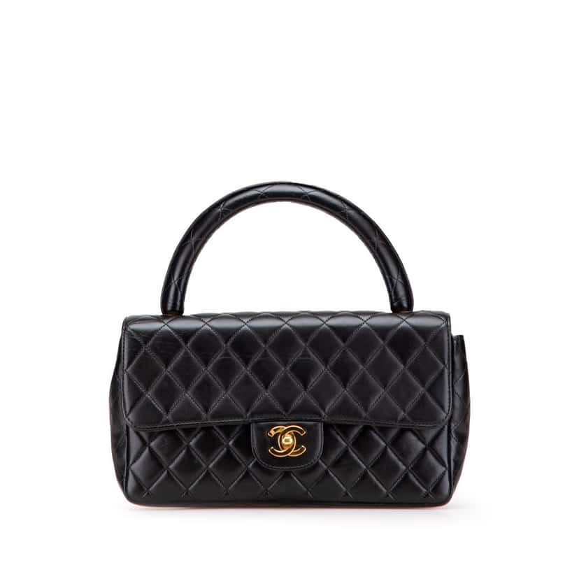 Chanel Medium Lambskin Parent Kelly Flap Black Leather Good condition - Front View
