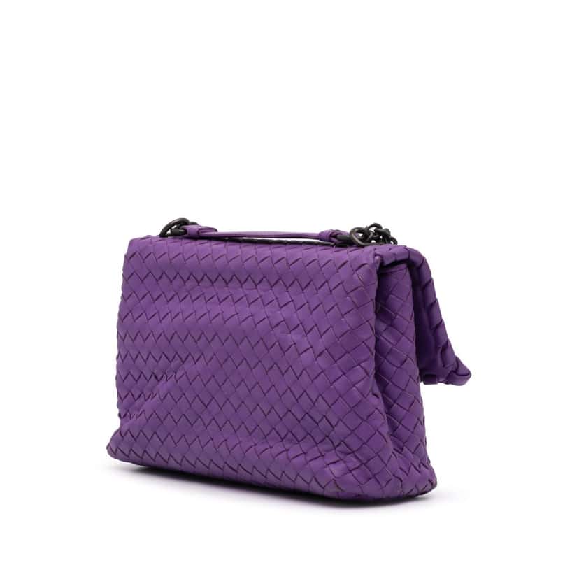 Bottega Veneta Small Nappa Intrecciato Olimpia Shoulder Bag Purple Leather Good condition - Back View