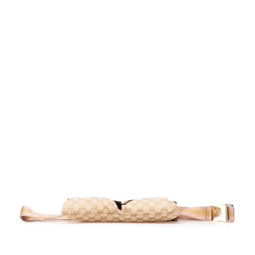 Gucci GG Canvas Web Double Pocket Belt Bag Brown Canvas Good condition - Inside View