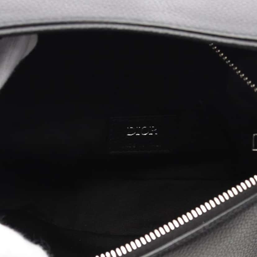 Dior Kim Jones Grained Calfskin Saddle Bag Black Leather Good condition - Inside View