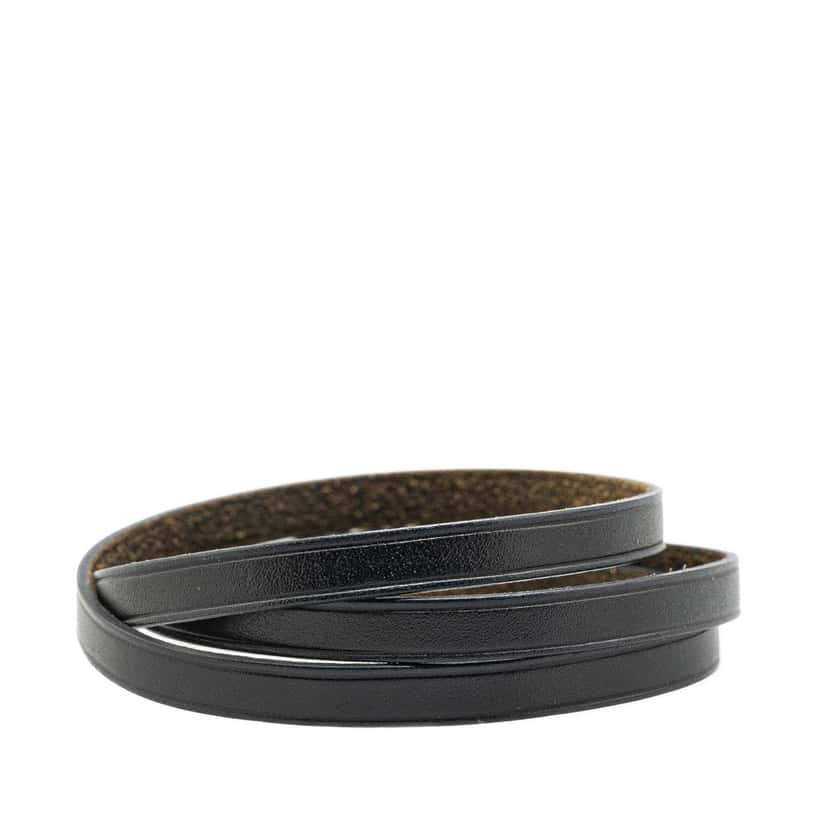 Hermès Leather Triple Tour Buckle Bracelet Black Leather Good condition - Inside View