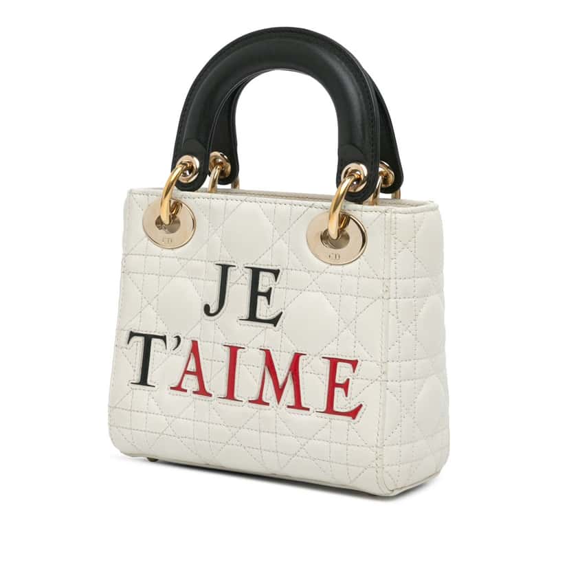Dior DiorAmour Chinese Valentines Mini Lambskin Cannage Lady Dior White Leather Very good condition - Back View