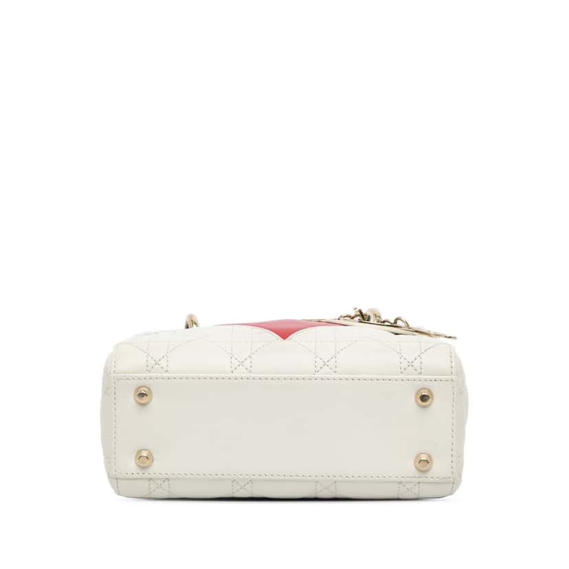 Dior DiorAmour Chinese Valentines Mini Lambskin Cannage Lady Dior White Leather Very good condition - Inside View