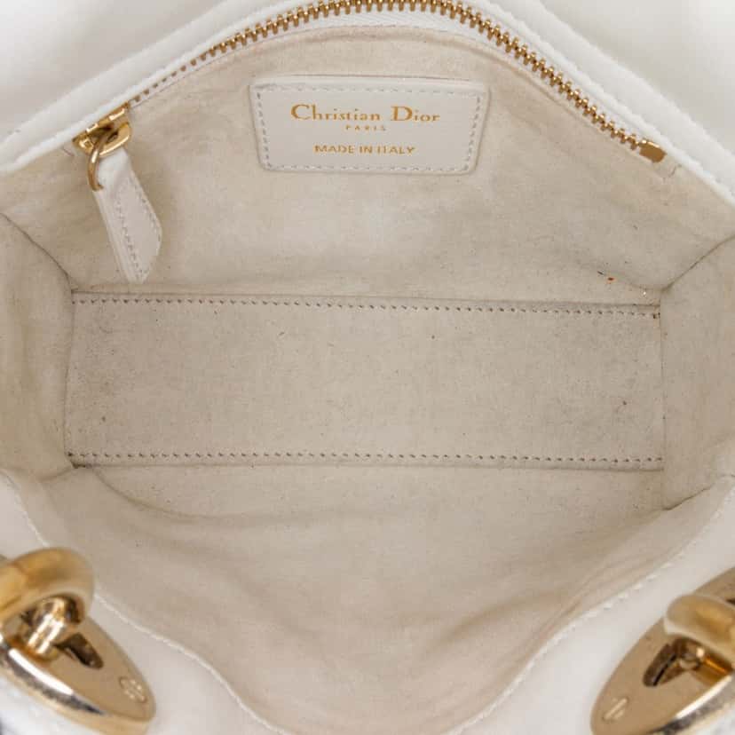 Dior DiorAmour Chinese Valentines Mini Lambskin Cannage Lady Dior White Leather Very good condition - Model View