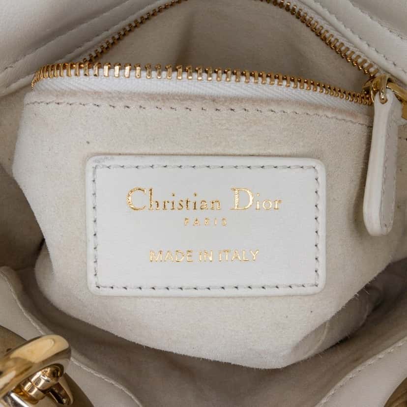 Dior DiorAmour Chinese Valentines Mini Lambskin Cannage Lady Dior White Leather Very good condition - Box View