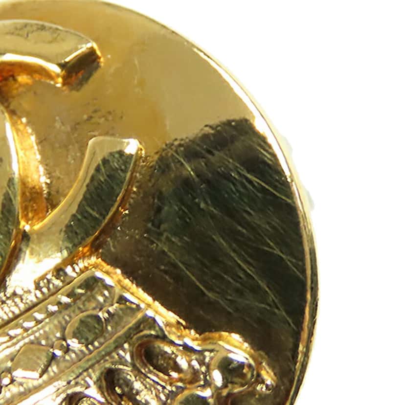 Chanel Gold Plated CC Crown Clip On Earrings Gold Metal Good condition - Box View