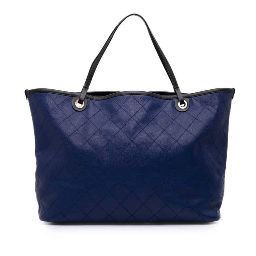 Chanel XL Quilted Caviar Shopping Fever Tote Blue Leather Good condition - Front View