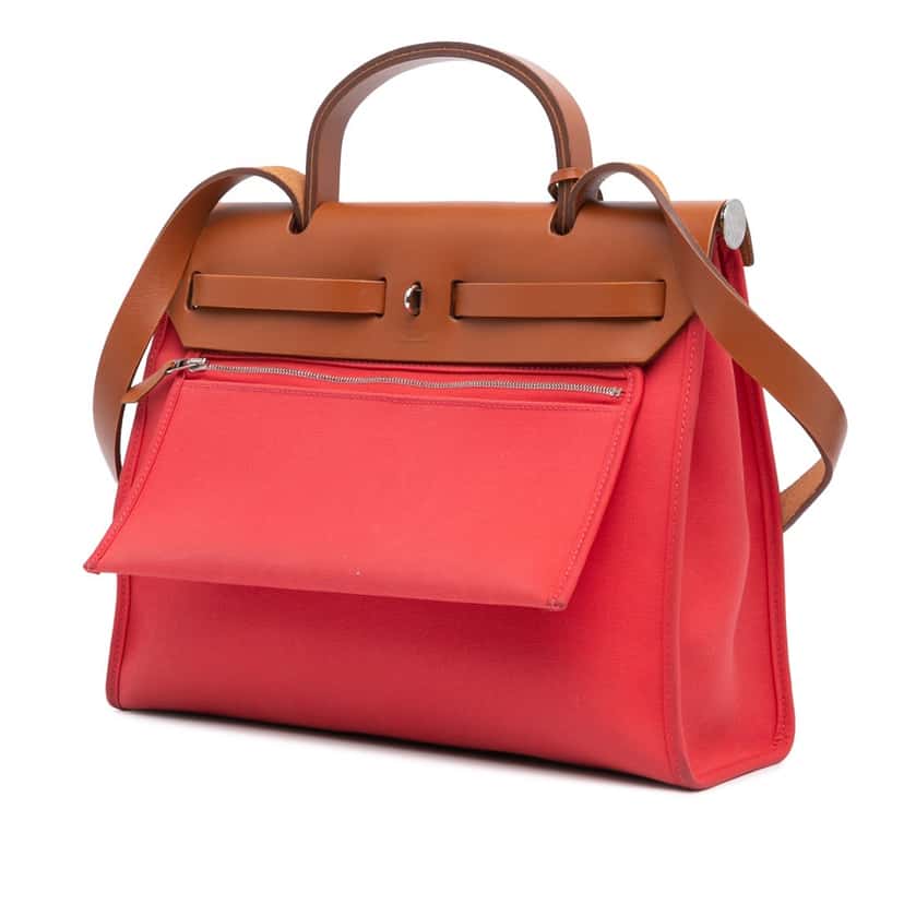 Hermès Toile Herbag Zip 31 Red Canvas Good condition - Back View