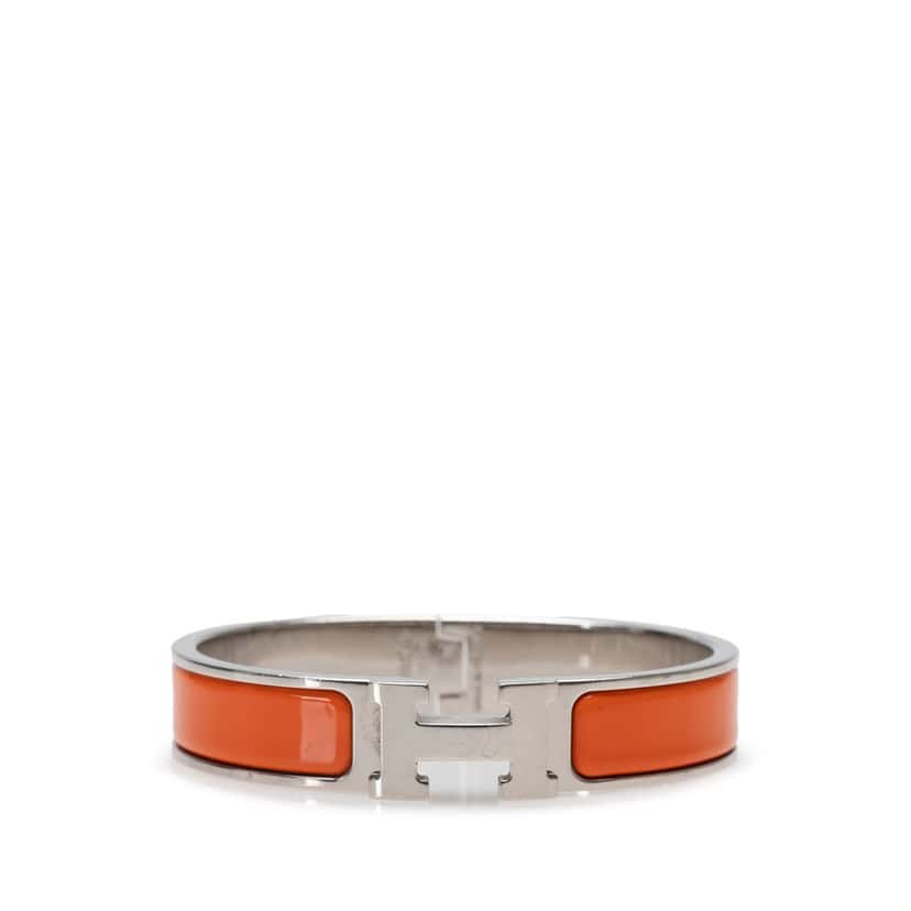 Hermès Narrow Enamel Clic H Bracelet PM Orange Good condition - Front View