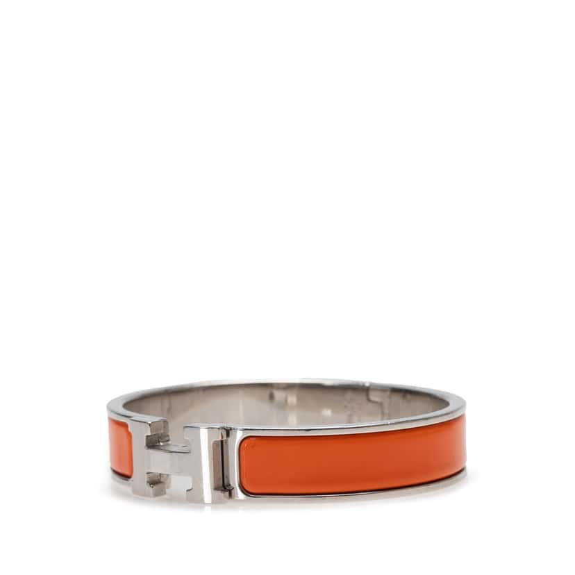 Hermès Narrow Enamel Clic H Bracelet PM Orange Good condition - Back View