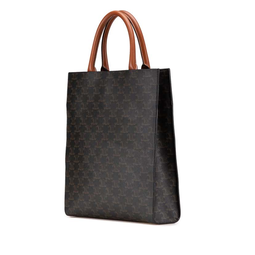 Celine Small Triomphe Coated Canvas Vertical Cabas Tote Brown Canvas Good condition - Back View
