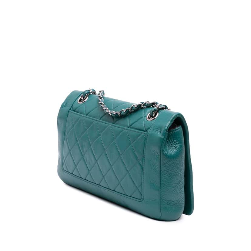 Chanel Medium Crumpled Calfskin Bi Vintage Full Flap Blue Leather Very good condition - Back View