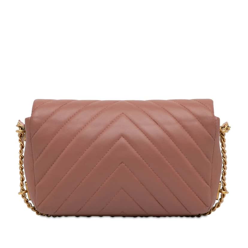 Chanel Mini Rectangular Chevron Lambskin Chain Around Flap Pink Leather Good condition - Inside View