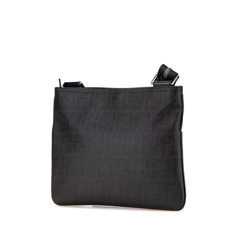 Fendi Zucca Coated Canvas Crossbody Black Canvas Good condition - Back View