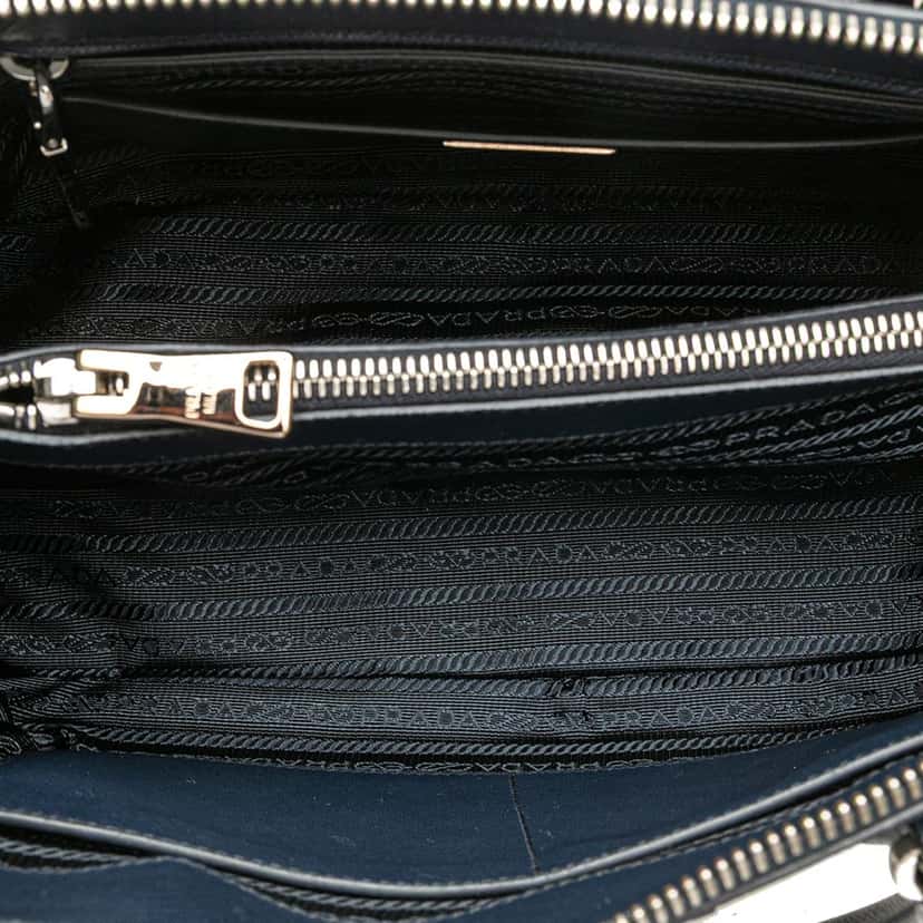 Prada Medium Saffiano Lux Promenade Satchel Blue Leather Good condition - Model View