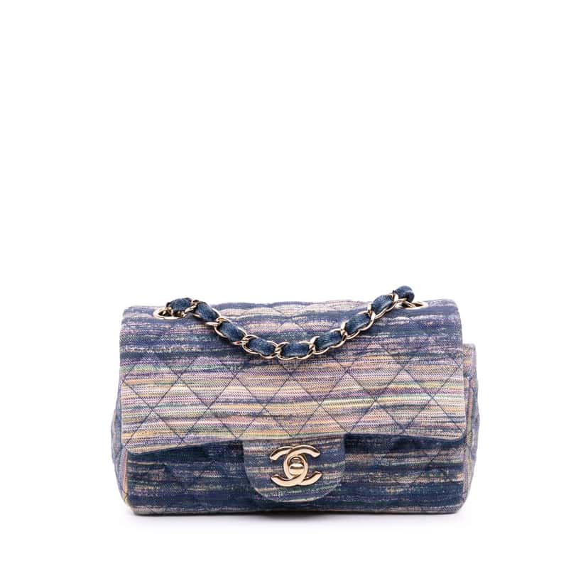 Chanel Mini Rectangular Multicolor Classic Denim Single Flap Blue Denim Good condition - Front View