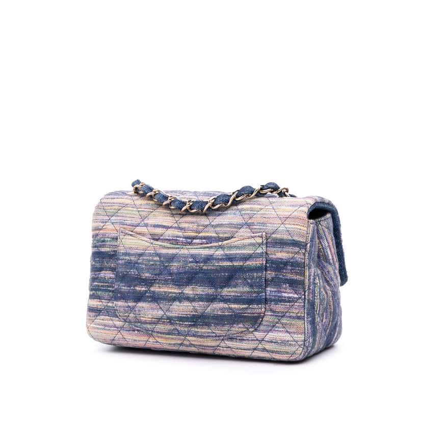 Chanel Mini Rectangular Multicolor Classic Denim Single Flap Blue Denim Good condition - Back View