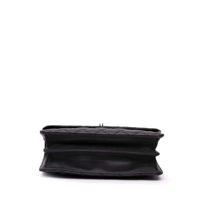 Chanel CC Quilted Caviar Single Flap Black Leather Good condition - Inside View