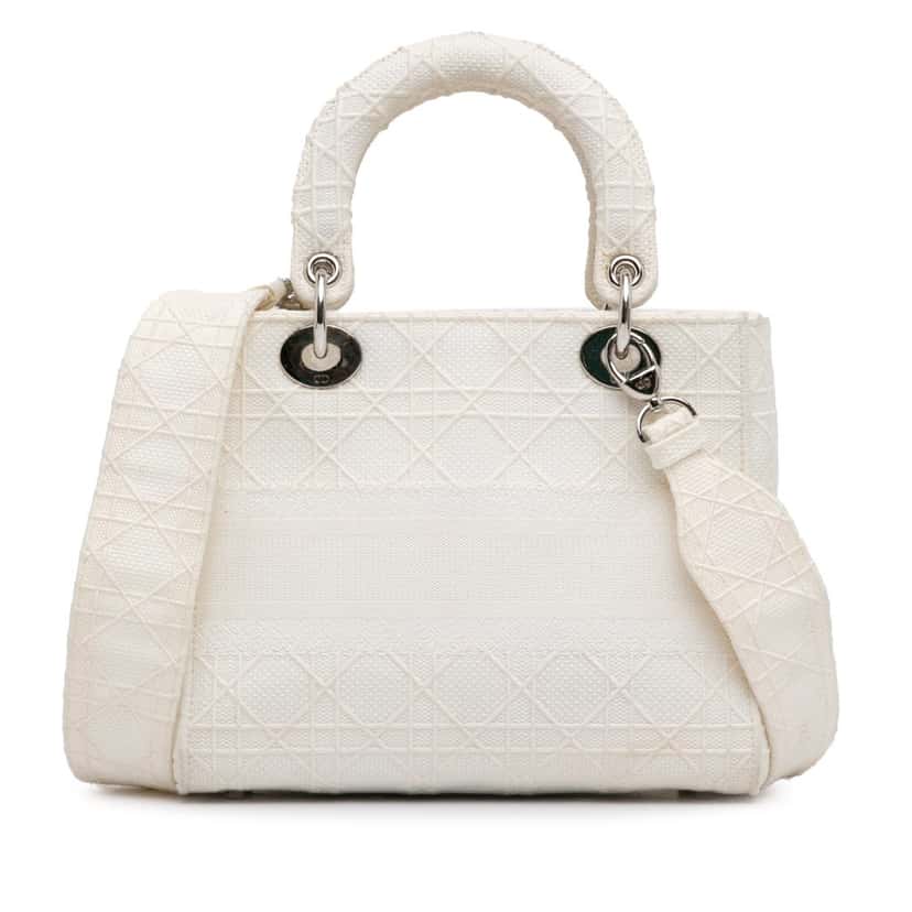 Dior Medium Cannage Lady D-Lite White Canvas Very good condition - Model View