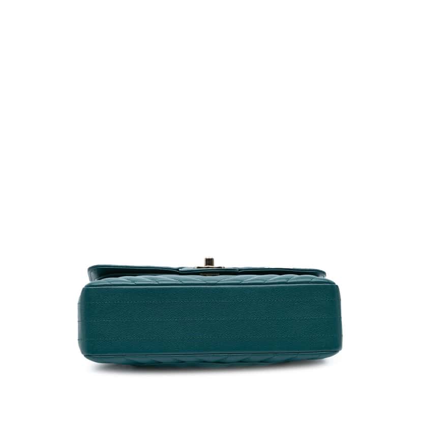 Chanel Small Classic Chevron Caviar Double Flap Blue Leather Good condition - Inside View