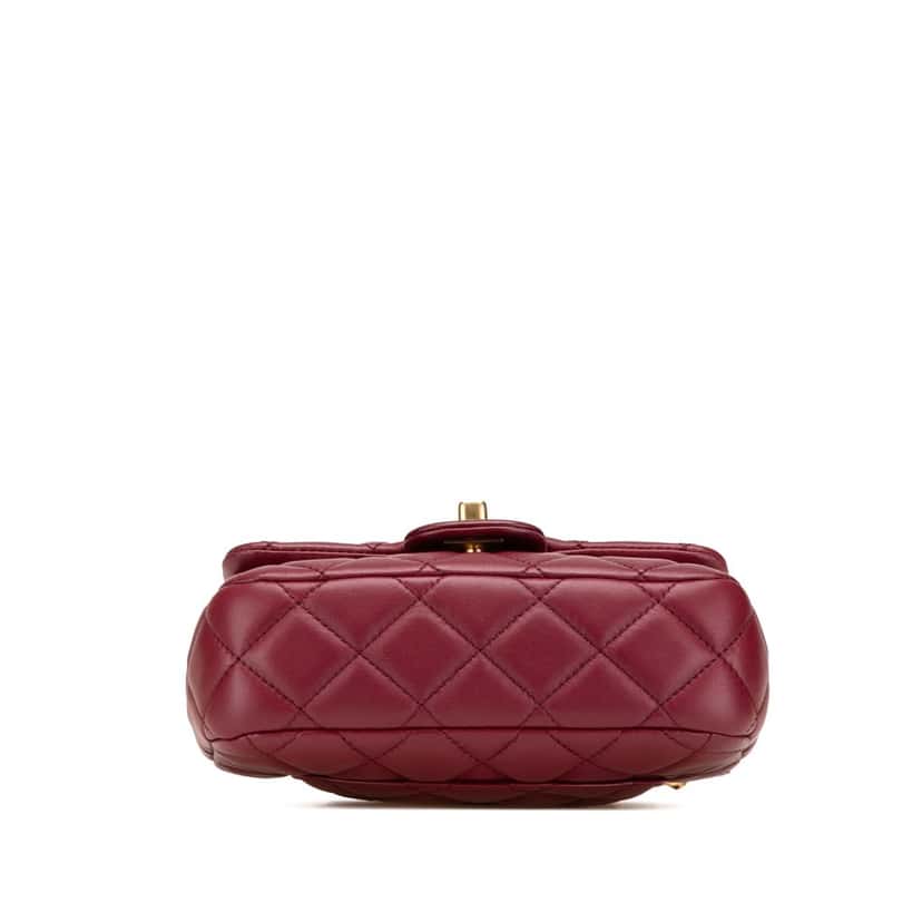 Chanel Mini Square Lambskin Coco Heart Chain Flap Red Leather Very good condition - Inside View