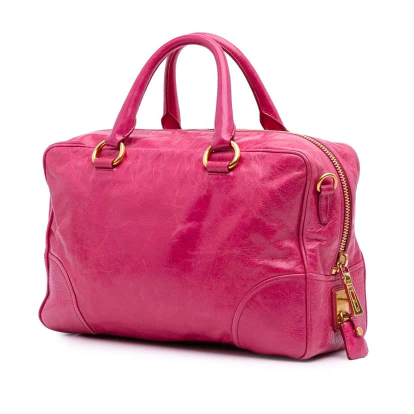 Prada Vitello Shine Satchel Pink Leather Good condition - Back View