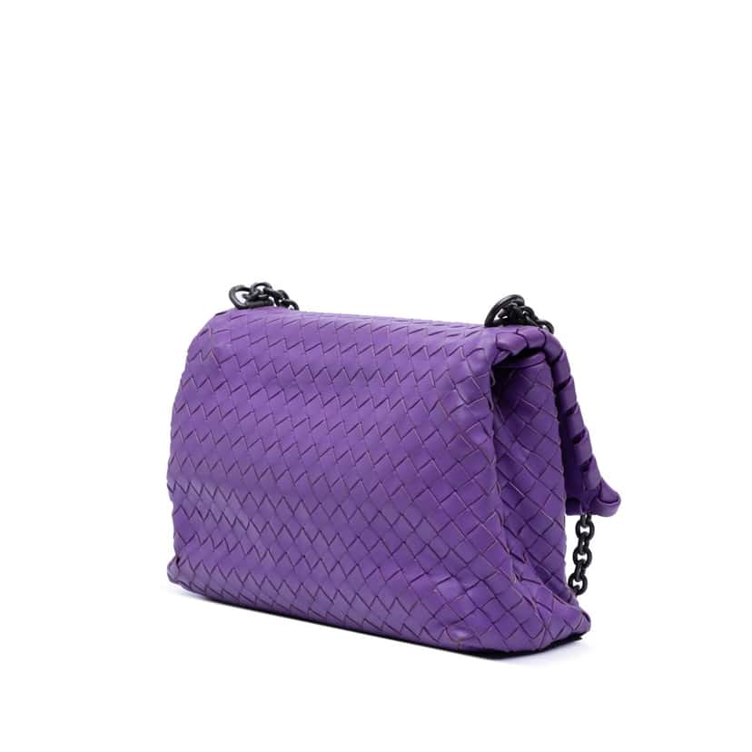 Bottega Veneta Small Nappa Intrecciato Olimpia Shoulder Bag Purple Leather Good condition - Back View