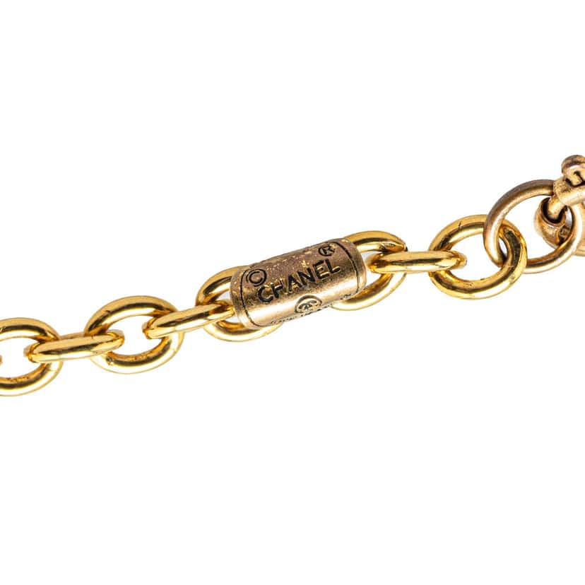 Chanel Gold Plated CC Coin Long Chain Station Necklace Gold Metal Good condition - Back View