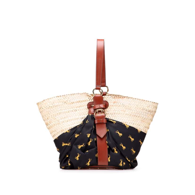 Chloé Medium Raffia Little Horses Panier Basket Brown Good condition - Front View