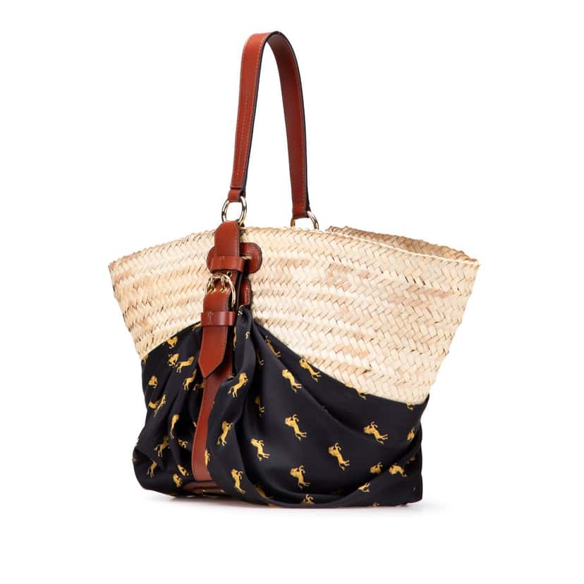 Chloé Medium Raffia Little Horses Panier Basket Brown Good condition - Back View