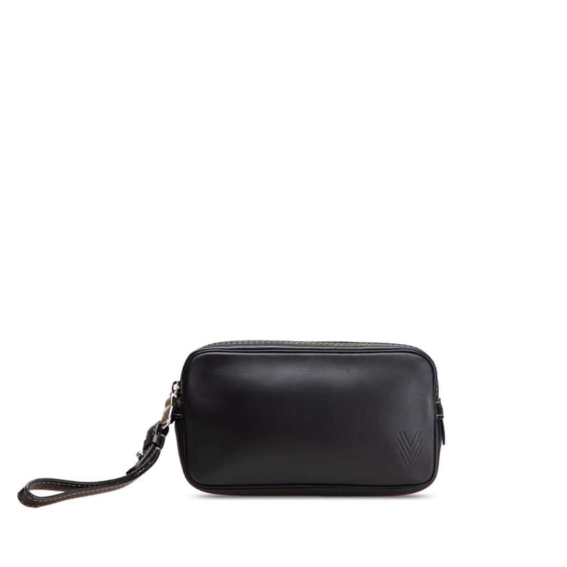 Louis Vuitton Calfskin Eclipse Pochette Volga Black Leather Good condition - Front View