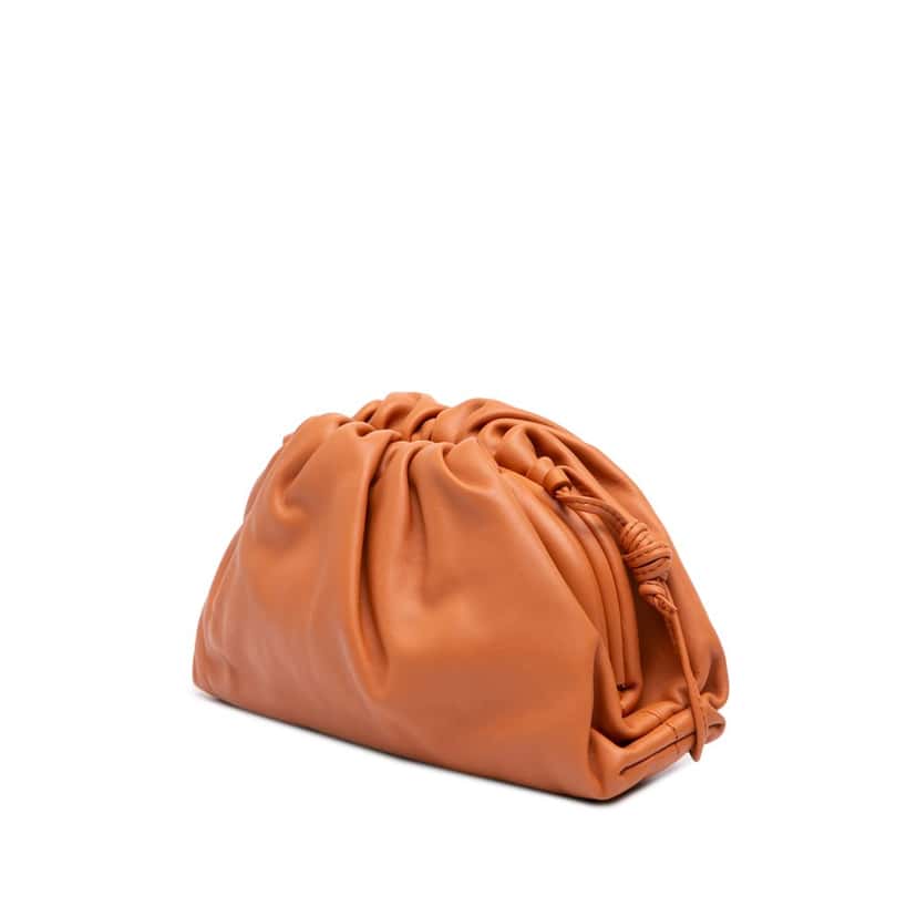 Bottega Veneta Lambskin The Mini Pouch Crossbody Brown Leather Good condition - Back View