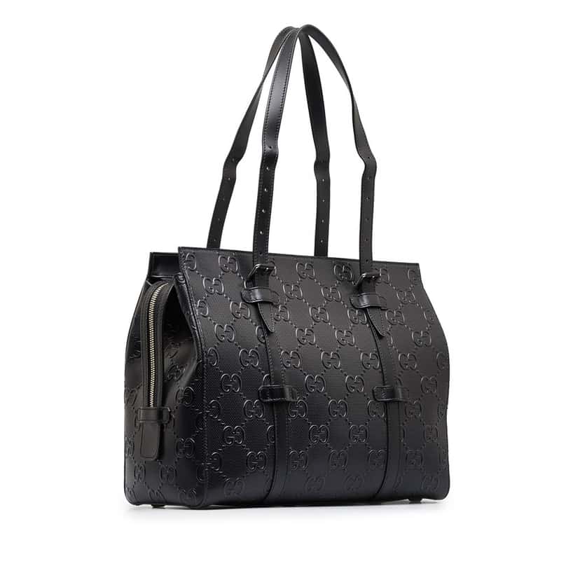 Gucci GG Embossed Tote Black Leather Good condition - Back View