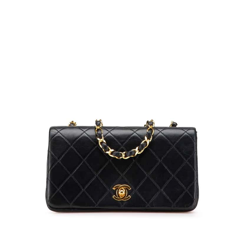 Chanel Mini CC Quilted Lambskin Full Flap Black Leather Good condition - Front View
