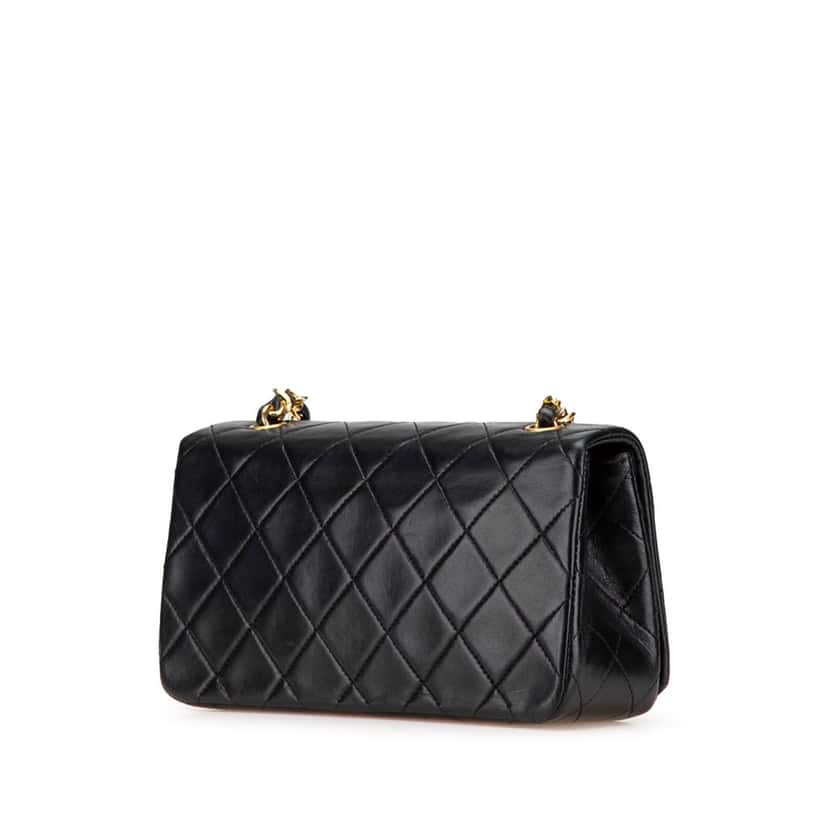 Chanel Mini CC Quilted Lambskin Full Flap Black Leather Good condition - Back View