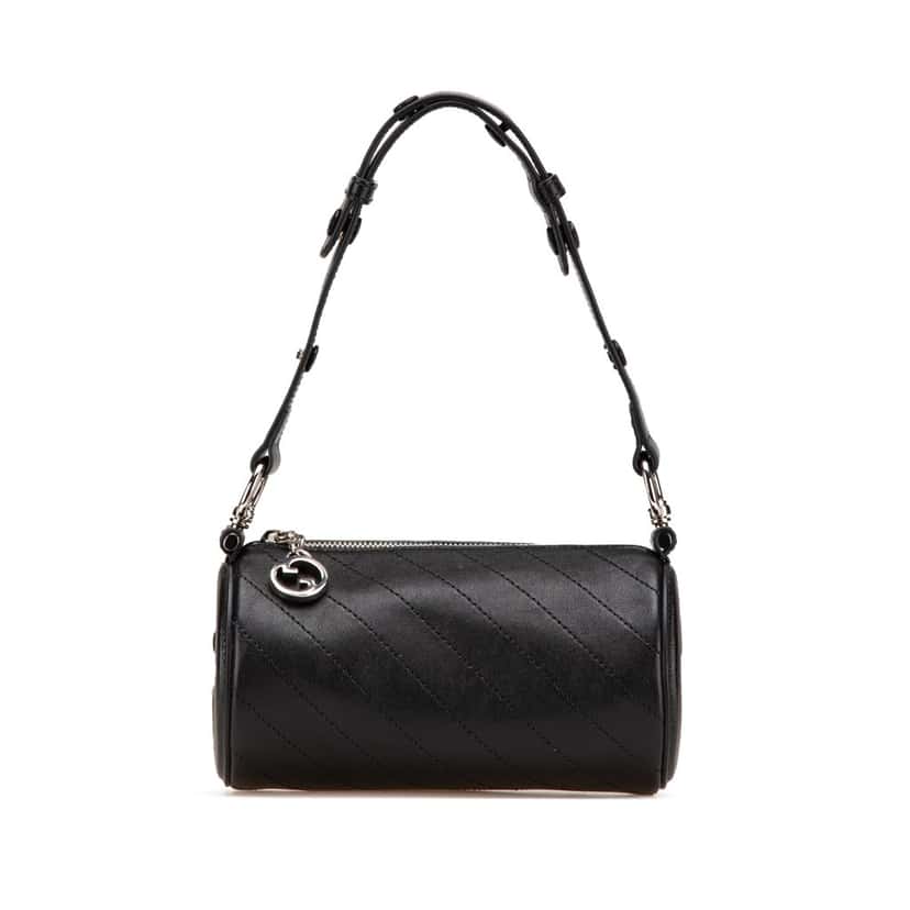 Gucci Mini Leather Blondie Barrel Shoulder Bag Black Leather Very good condition - Front View